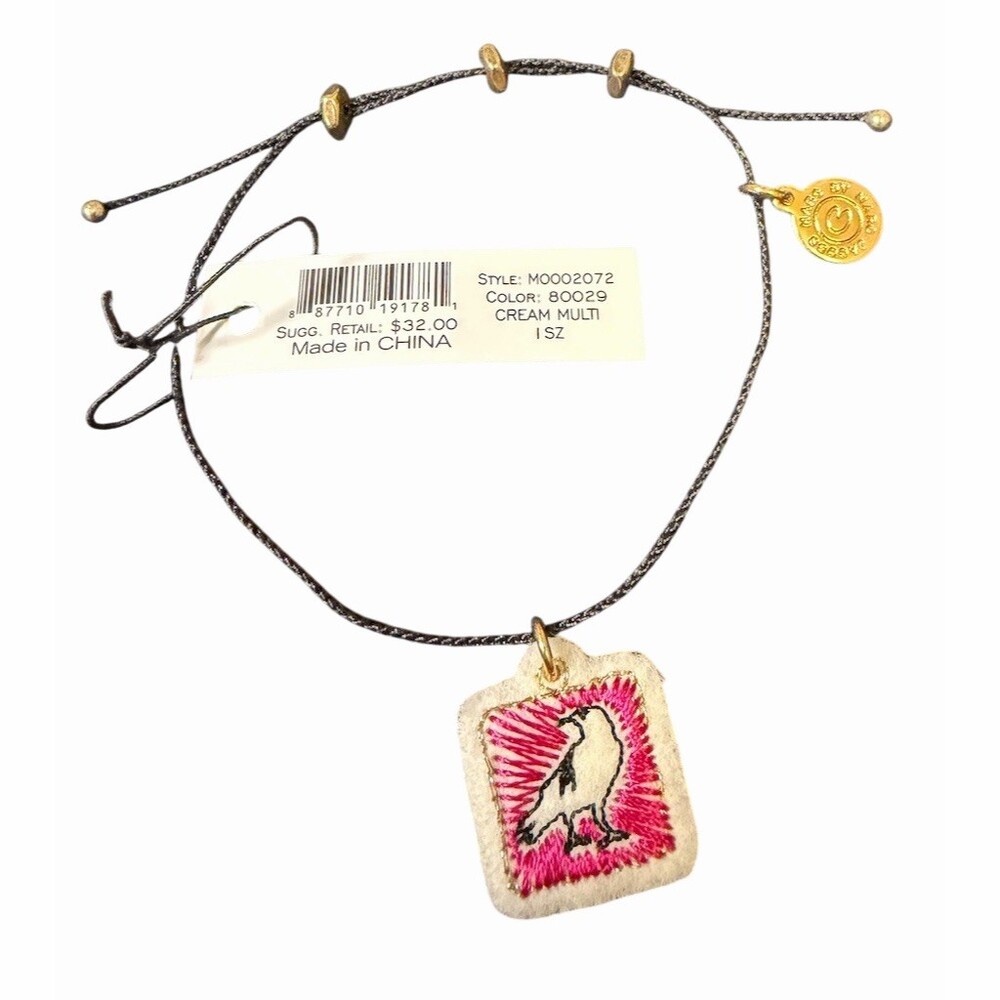 Marc Jacobs Bracelet Adjustable Cord Bird Charm Pink Multicolor - Picture 2 of 3